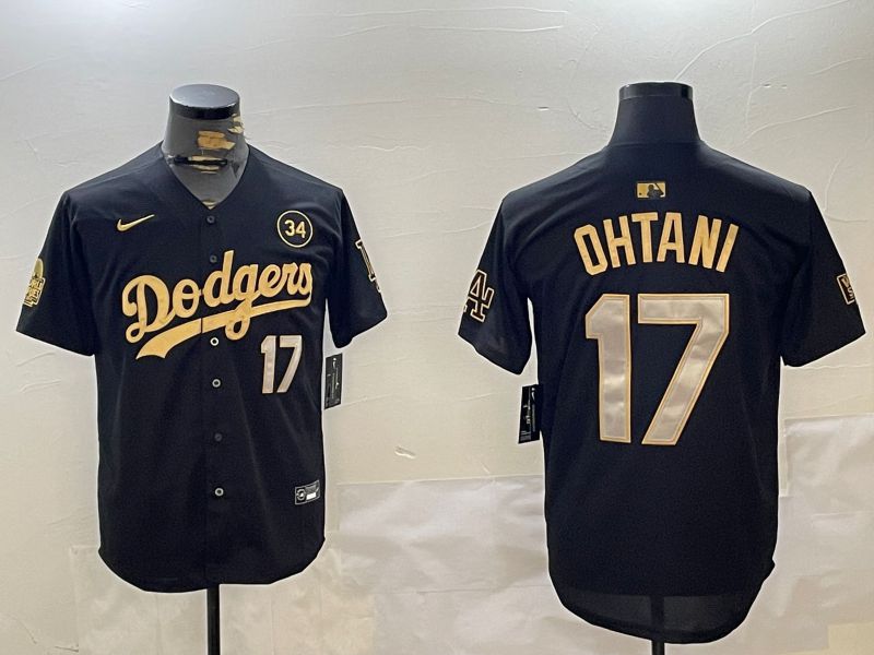 Men Los Angeles Dodgers #17 Ohtani Black Gold Game 2024 Nike MLB Jersey style 11204